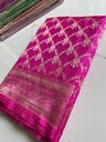 RANI PINK HANDLOOM PURE KATAN MULBERRY SILK BANARASI SAREE 