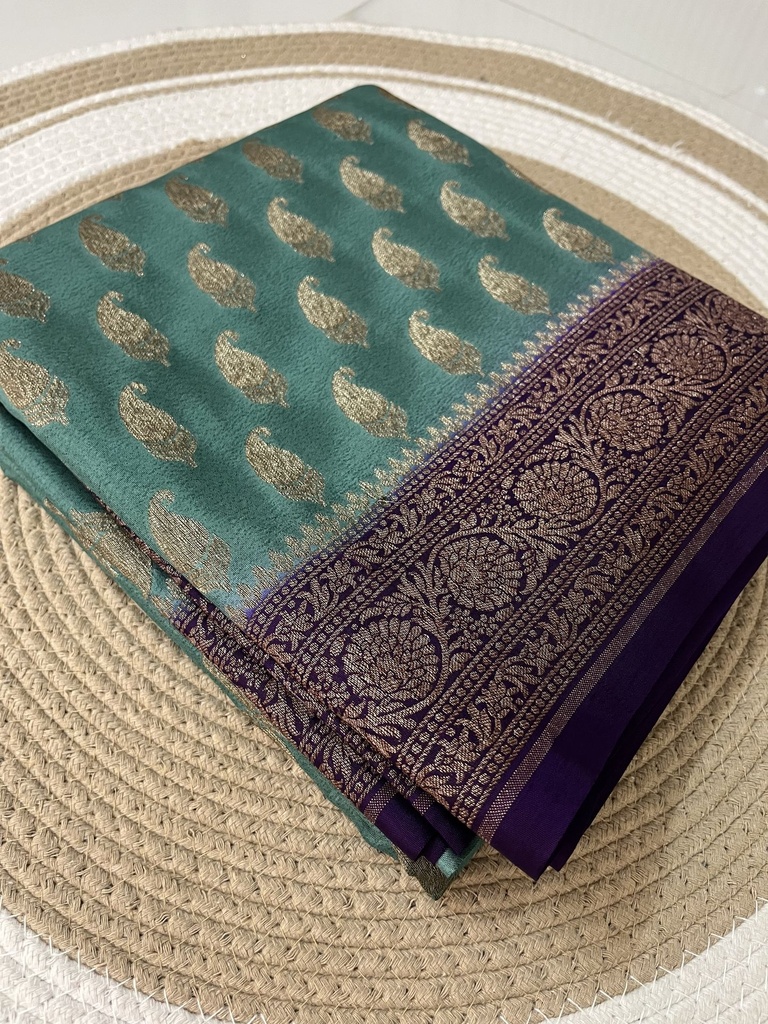 MANGO BUTTA DESIGN IN PURE Khaddi Crepe Chiffon Handloom Banarasi Saree from VVERSE
