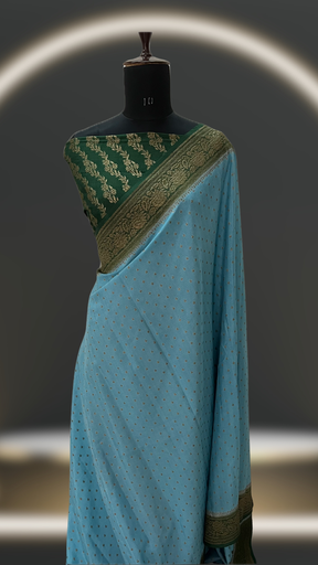 KHADDI CREPE CHIFFON PURE HANDLOOM BANARASI SAREE
