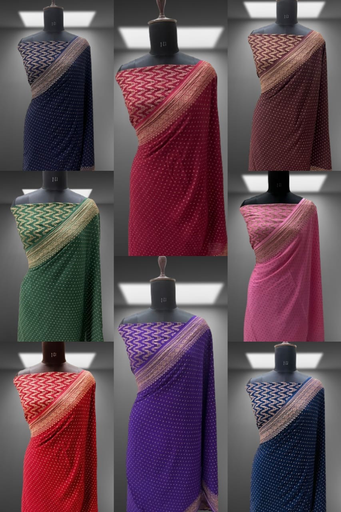 SET of 8 Sarees PURE KHADDI CREPE CHIFFON HANDLOOM BANARASI SAREE