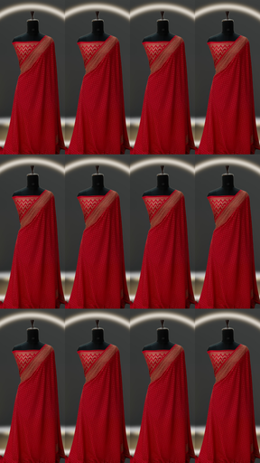 RED COLOUR PURE KHADDI CREPE HANDLOOM BANARASI SAREE SET OF 12