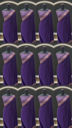 THE PURPLE SHADE PURE KHADDI CREPE CHIFFON HANDLOOM BANARASI SAREE SET OF 12