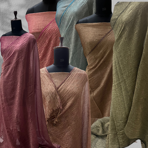 PURE CRUSH TISSUE SOFT AND FLOWY HANDLOOM BANARASI SAREE COMBO SET