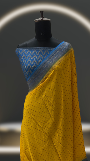 Contrast shade in Pure Khaddi Crepe Chiffon Handloom Banarasi Saree from VVERSE