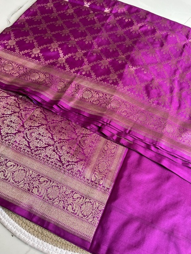 Magenta PINK HANDLOOM PURE KATAN MULBERRY SILK BANARASI SAREE 