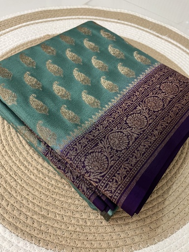 MANGO BUTTA DESIGN IN PURE Khaddi Crepe Chiffon Handloom Banarasi Saree from VVERSE