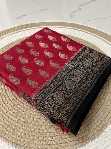 MANGO BUTTA DESIGN IN PURE Khaddi Crepe Chiffon Handloom Banarasi Saree from VVERSE
