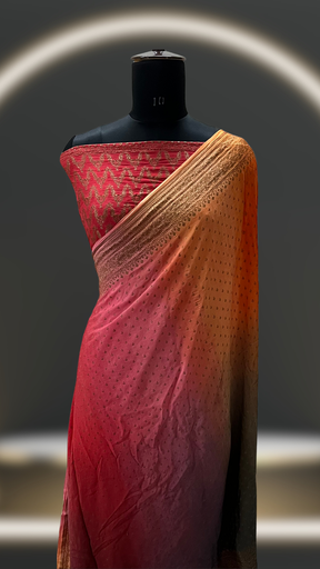 Multicolour Pure Khaddi Crepe Chiffon Handloom BANARASI saree